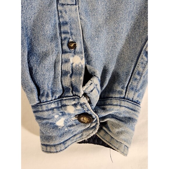 Vintage World Island Outdoor Fleece Lined Shacket Denim Jacket Mens XXL Distress - Picture 10 of 16